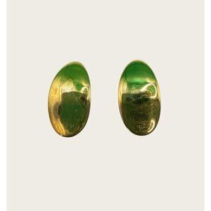Gold-Toned Oval Clip-On Earrings For Women